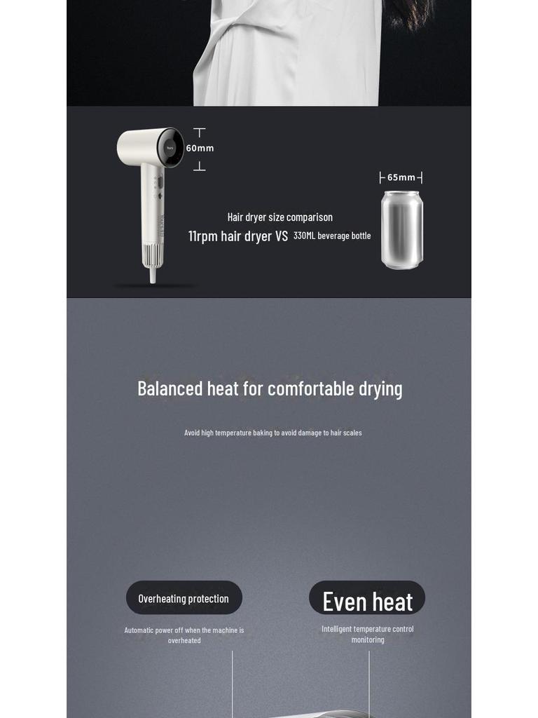 Yongri High-Speed Ionic Hair Dryer - Silent, Quick-Drying, Powerful for Home & Salon Use