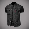European Station Motorcycle Denim Vest Men's Sleeveless Denim Jacket Fashion Trend Men's Jacket Slim Jacket