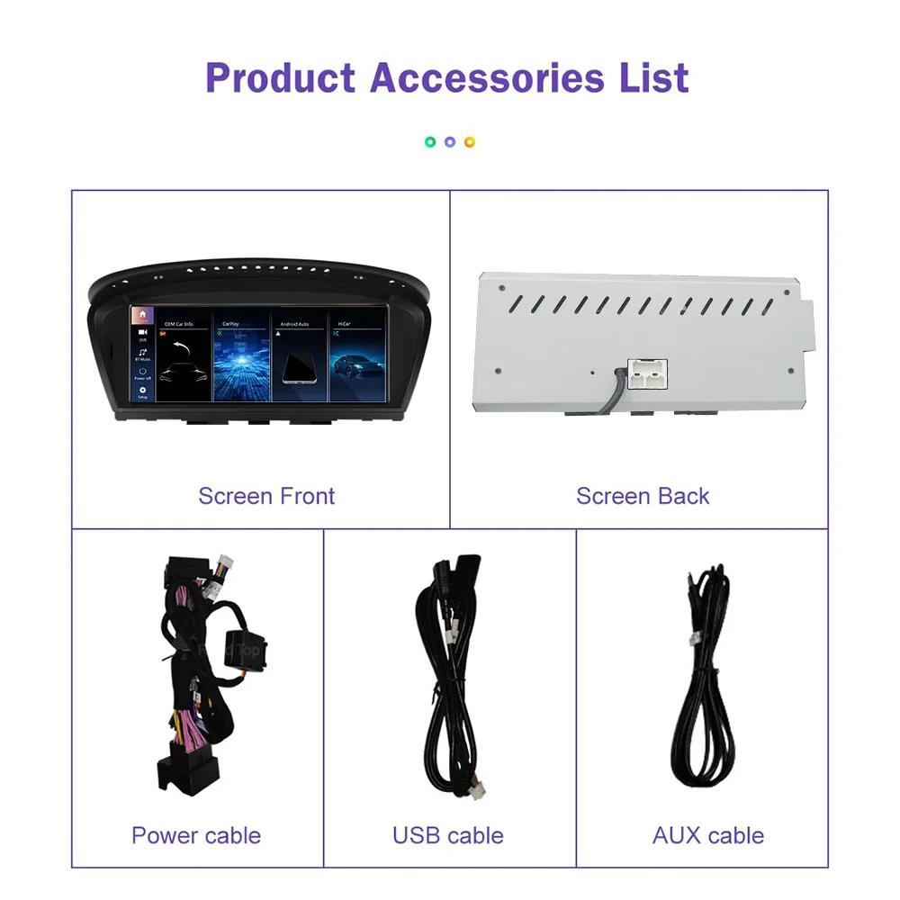 8,8-Zoll-Bildschirm, kabelloses CarPlay Android-Autoradio für BMW 3er 5er CIC E60/E61/E90/E91/E92/E93 2009-2010 Autoradio