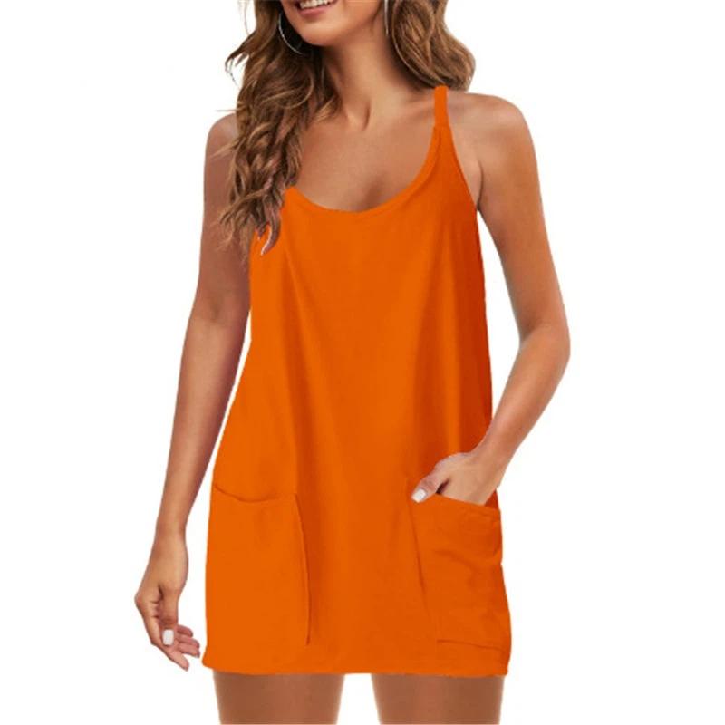 Vestito Canotta da Donna Senza Maniche con Tasche, Vestito Mini Casual Ampio