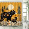 Charming Bear & Floral Shower Curtain - Waterproof, Mildew-Resistant With Rustic Forest Design For Cozy Bathroom Decor