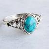 1 Pcs New Fashion Natural Turquoise Ring Wedding Engagement Birthday Party Anniversary Gift Retro Elegance Aquamarine Ring