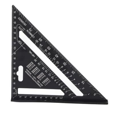 Règle triangulaire 7 pouces Équerre de charpentier Aluminium Portable Outil de mesure pour le travail du bois pour le bricolage