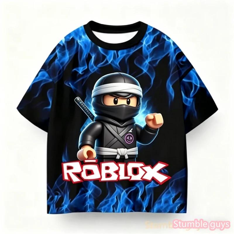 Anime Sommer Jungen Roblox Bedrucktes T-Shirt Trendiges Spielcharakter Design Lässig Kinder Mädchen Kurzarm Cartton Kinder T-Shirt