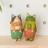 Cartoon Wood Carving Cat Ornament Handmade Hand Engraving Cat Decorations  Gift Giving