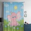 Kleine rosa Elefanten-Tüll-Vorhänge für Küche, Fenster, Wohnzimmer, moderner Voile-Vorhang, Schlafzimmer-Vorhänge
