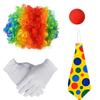 4 Pieces Curly Clown Hairpiece and Nose | Playful Patterns, Cosplay Set,