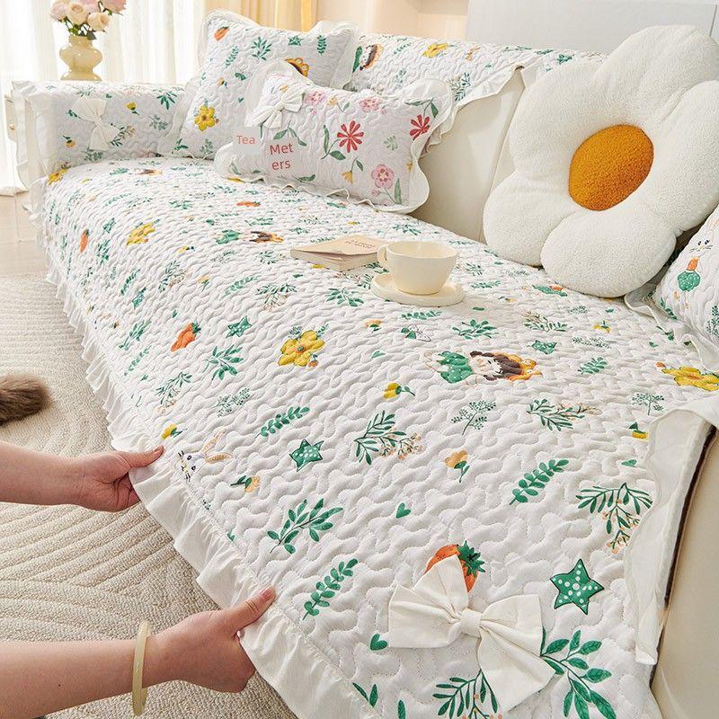 

Pure Cotton Sofa Cushion Cotton Fabric Non Slip Accessible Luxury Modern 2025 New Arrival Leather Cushion Backrest Towel Cover Cloth No. 3 cotton All Year Round Non Slip ball 90*70