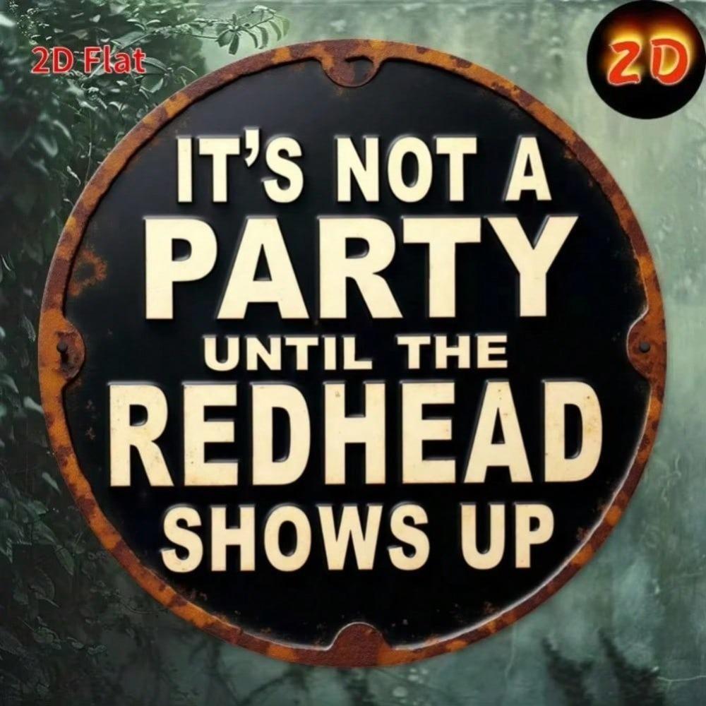 Vintage Round Iron Wall Sign Redhead Party Decor Home Garden Office Club