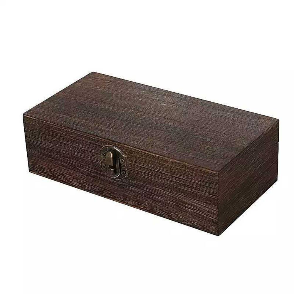 Wooden Jewelry Storage Box with Vintage Metal Buckle for Desktop Organization of Accessories Tea Leaves and Small Items