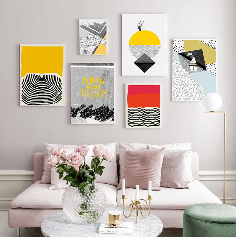 Modern Style Coloful Geometry Image Wall Art Prints Triangle Rectangle Canvas Paintings Home Decor Poster Workingroom No Frame