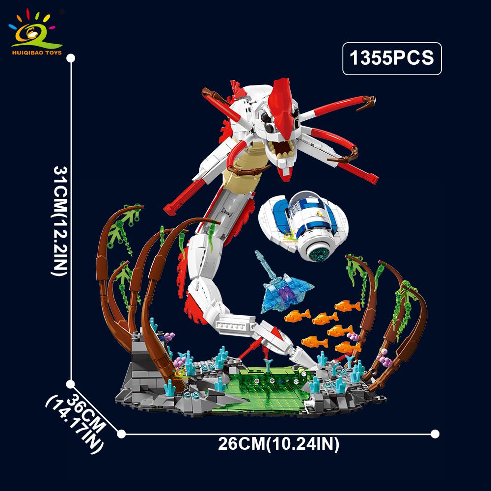 HUIQIBAO 1355PCS MOC Deep Sea Death Monster Building Blocks Fish Animal Model Assembly Bricks Toy Set for Children Gift