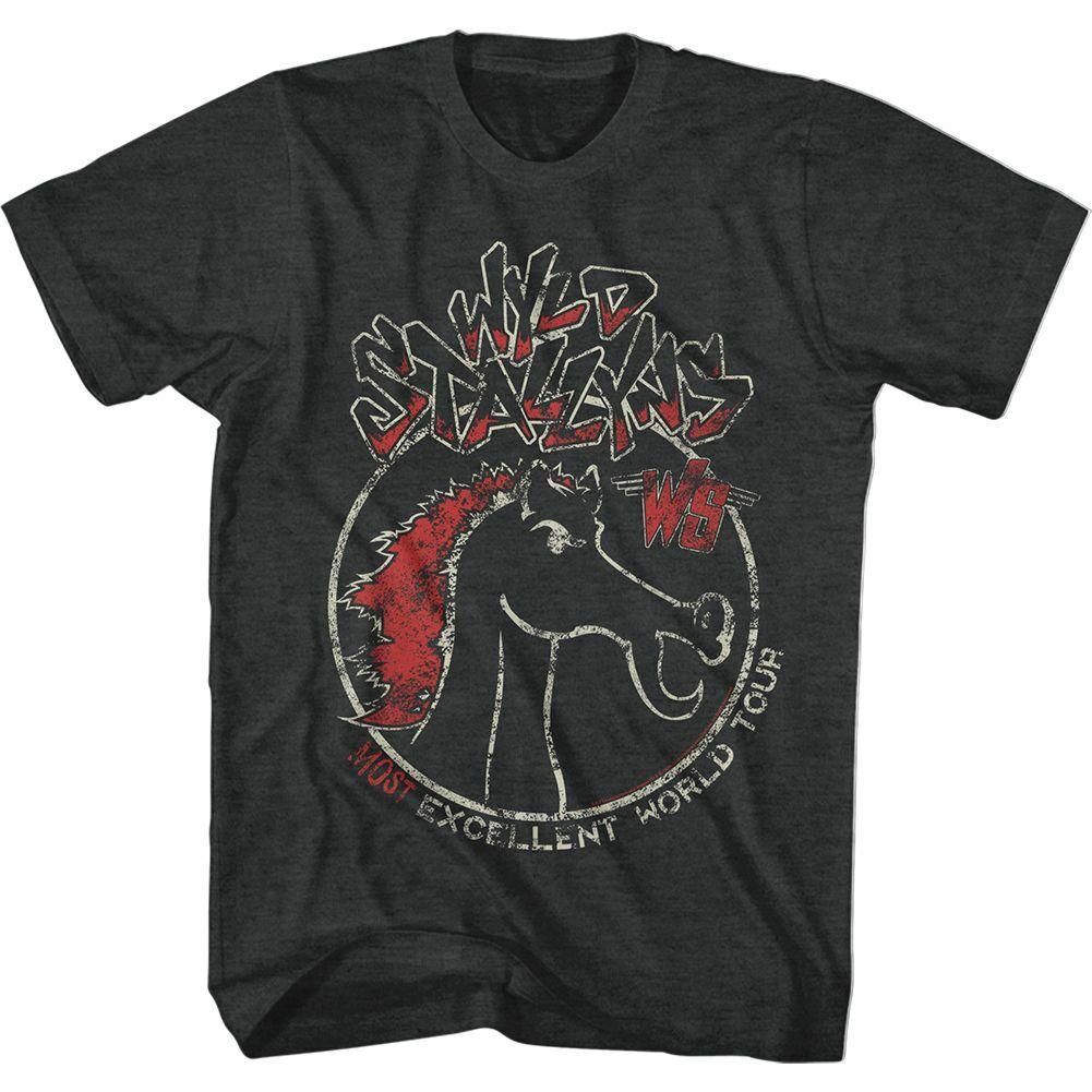 Bill and Ted Wyld Stallyns Tour Black Heather Adult T-Shirt Mens Womens Tees Top 2XL