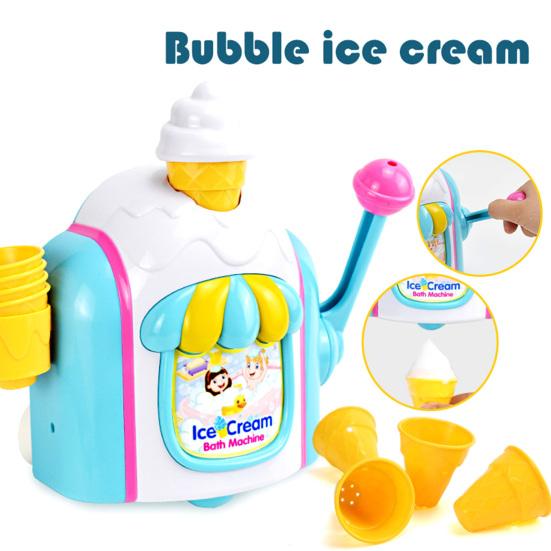 Ice Cream Foam Maker Bath Toy Toddlers Bath Bubble Machine Boys Girls Bubble Ice Cream Foam Making Shower Toy Pretend Cake Play Set