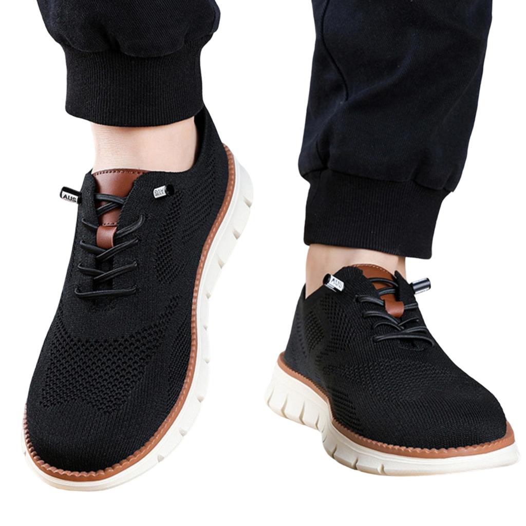 Men's Casual Knit Sneakers Lightweight Breathable Slip-On Athletic Shoes with Flexible Sole and Lace-Up Design for Everyday Wear