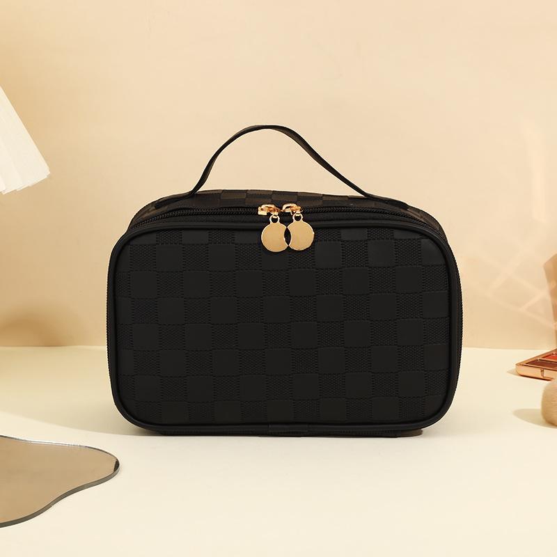 Simple checkerboard cosmetic bag women's high-end sense large-capacity storage bag waterproof portable travel toilet bag