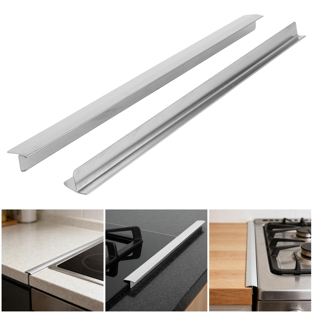 2 Pack Stainless Steel Stove Crevice Covers Easy Clean Heat Resistant Stove Counter Crevice Cover Suitable for Even Surface