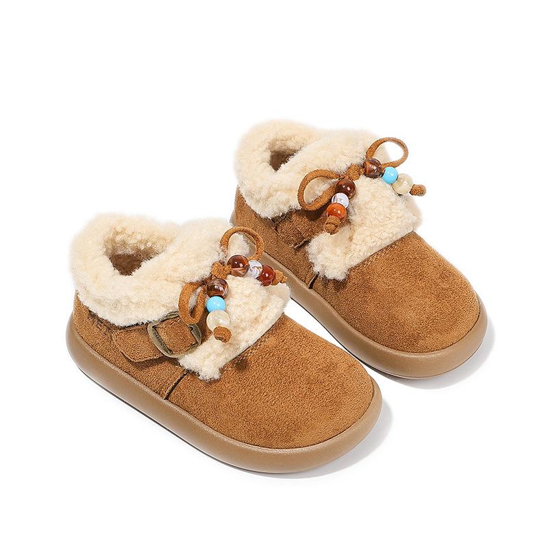 

Kids Beaded Decor Fur Lined Winter Snow Boots 26 верблюд