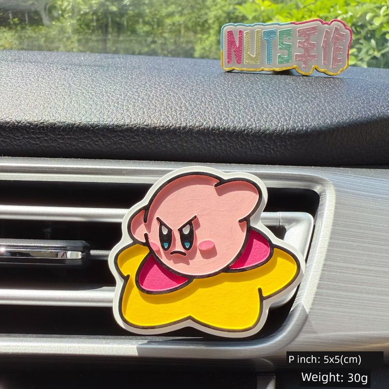 

Dopamine Star Kirby Car-Mounted Cute Air Vent Aromatherapy Diffuser Stone Handmade High-End Gift Yellow Star Raw Leather Other notes