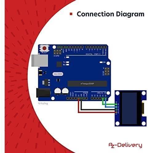 AZDelivery Écran OLED I2C 128 x 64 Pixels, Caractères de Couleur Blanche, SSH1106 1,3 Pouces