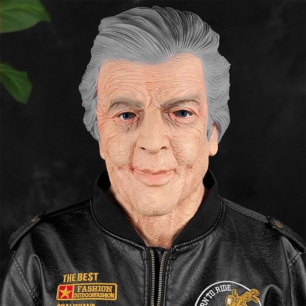 White-haired old man latex mask One size fits all adults бежевый