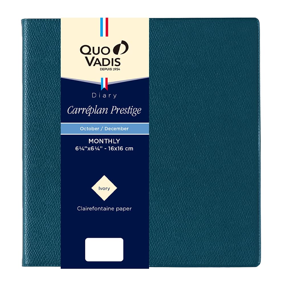 

QUOVADIS 2026 Diary Caleplan Prestige/Unpara (Monthly Block, Starts Oct 2025, Square Size 16x16cm) blue plasse qv12401bp