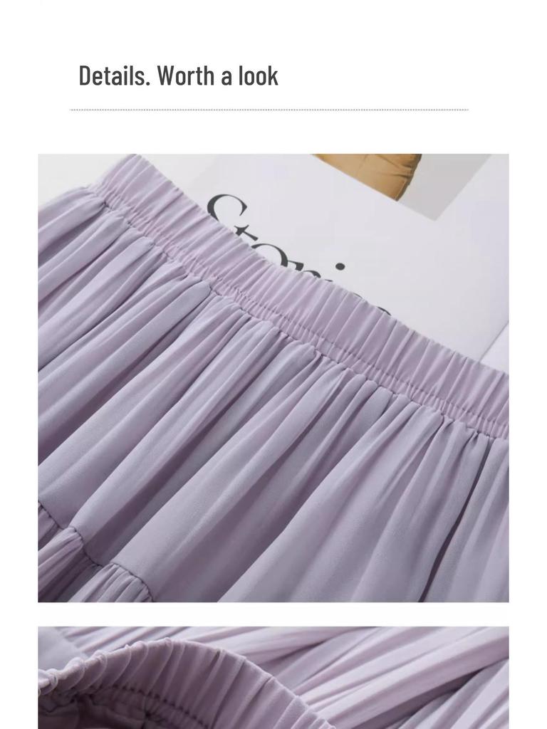 2025 Women's Summer Chiffon A-Line Midi Skirt - Slimming, Popular Style