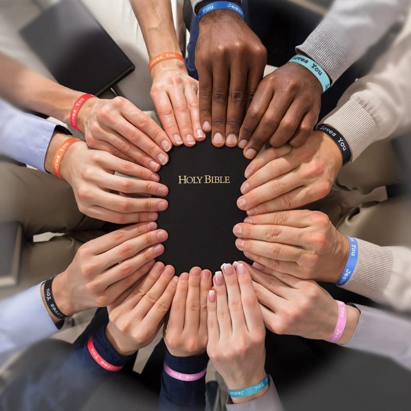 15Pcs Jesus Loves You Webbing Bracelets Woven Bracelet Religious Bracelets Adjustable Wristbands for Men Women Kids Gift