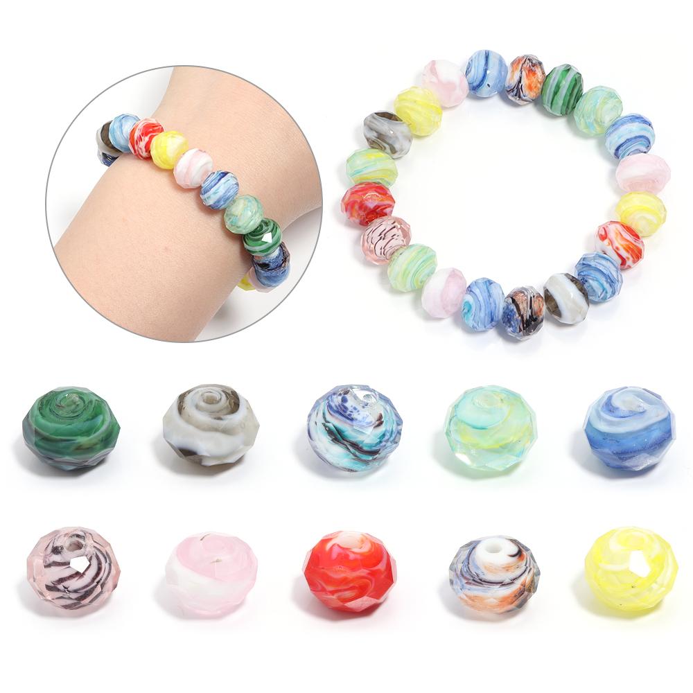 10pcs/lot Color Lampwork Abacus Beads Faceted Spacer Glass Bead for Beaded Jewelry Making Findings DIY Charms Bracelet Necklace