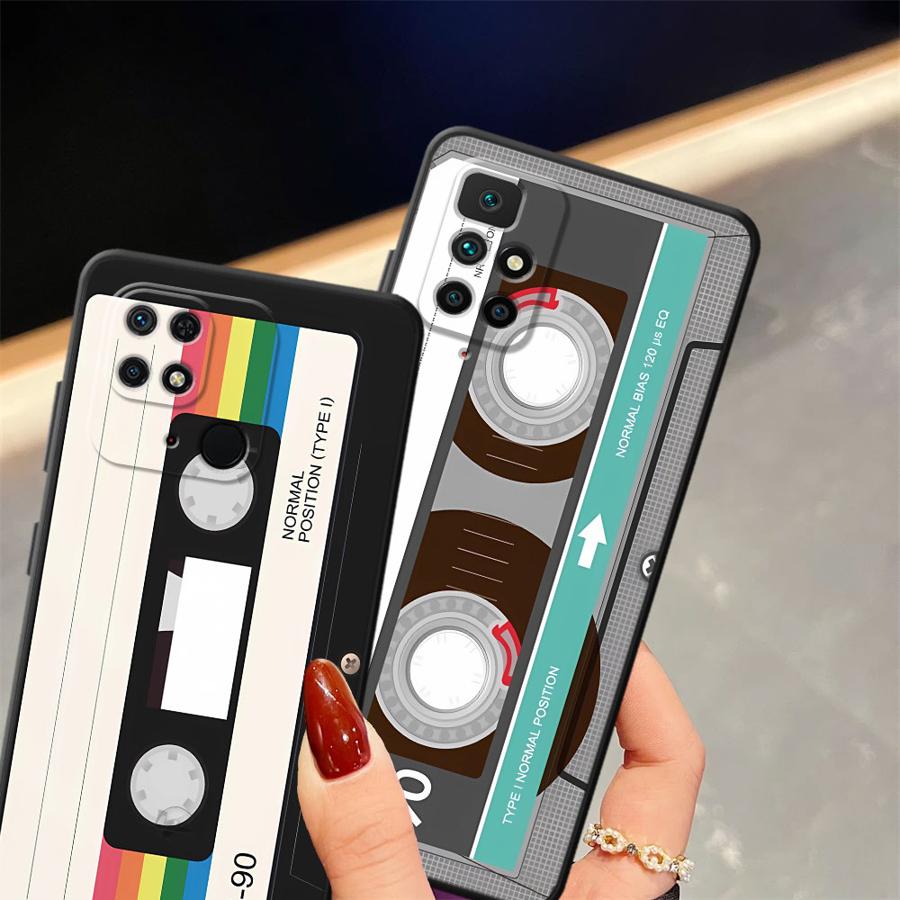 Case for Xiaomi Redmi A3 9 12C 14C A4 13C A1 A2 Plus K40 K80 Pro 10 A5 Black Soft Phone Cover Retro Cassette Tape