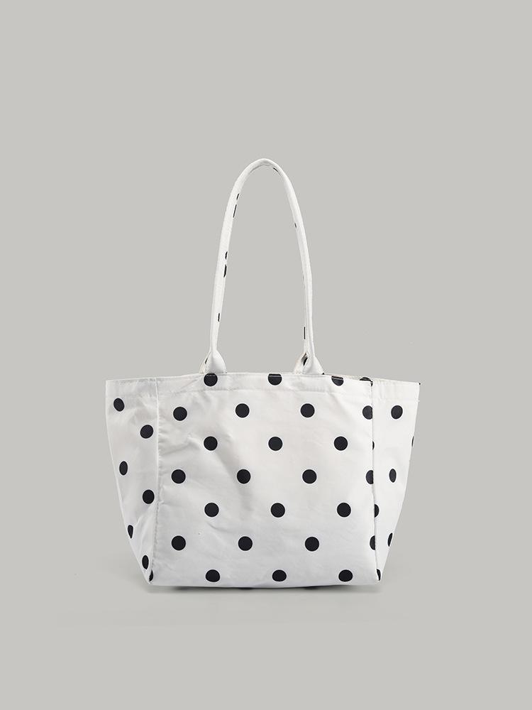 

2025 new summer lazy wind cute polka dot canvas bag Korean ins morning eight commuting large-capacity tote bag белый