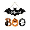 Wooden Welcome Sign for Front Door - Halloween Decorative Hanging Plaque