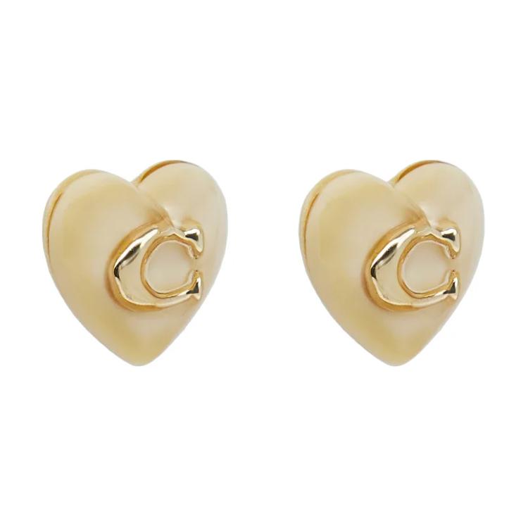 Coach Logo Brass Earrings Women earrings Gold 37422706GLD681 Basic Packaging-Box Not Included,F,Gold