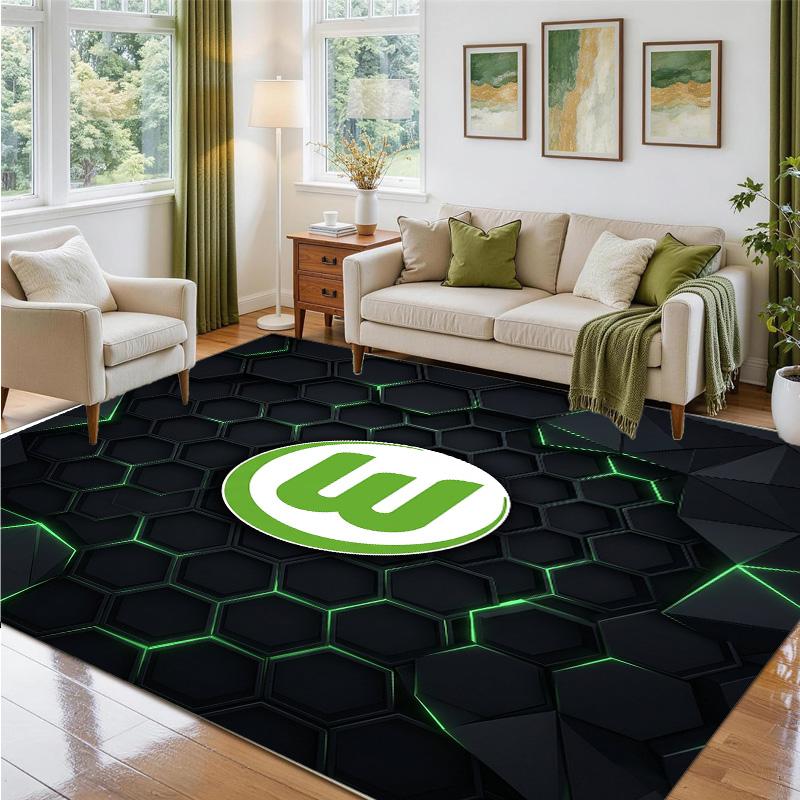 VfL Wolfsburg FC Design Kristall-Samt-Teppich Weiche Dekorationsmatte für Schlafzimmer Eingang