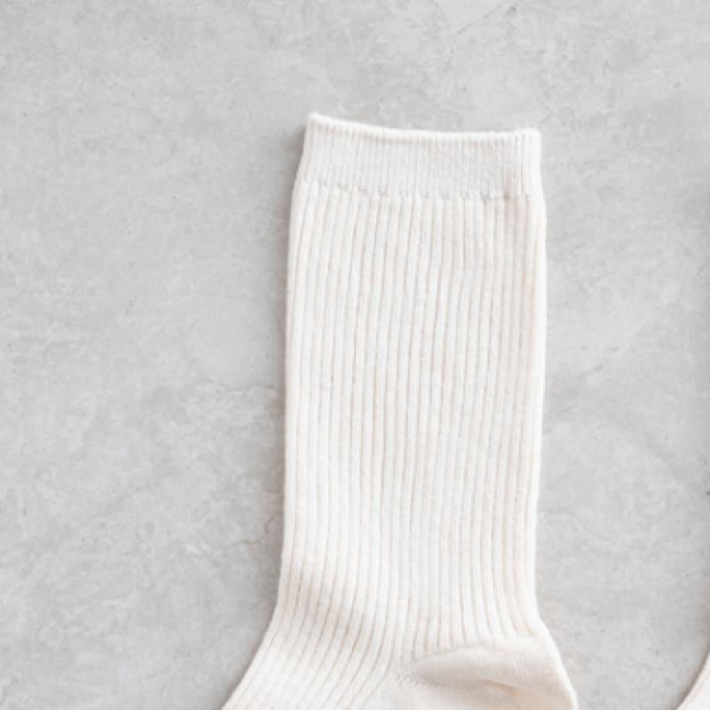 Monfoot Dámske rebrované ponožky s dlhým lemom Slonová kosť