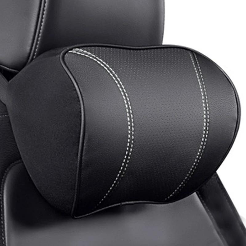 

Подушка для шеи из искусственной кожи с эффектом памяти, автомобильная подушка для шеи, подушка для талии, чехол для подушки для путешествий в автомобиле, аксессуары Headrest-Black