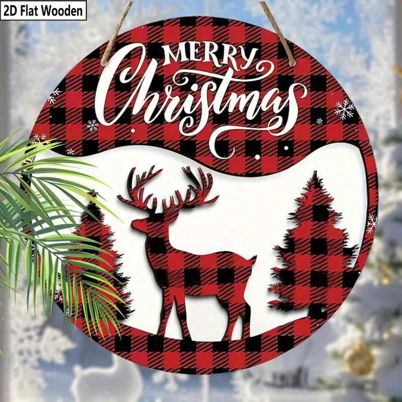 Weihnachtsdekorationsschild, hängende Innendekorationen, 2D flache Holzprodukte mit dem Muster eines Elchs, Weihnachtsgeschenke für Freunde und Familie