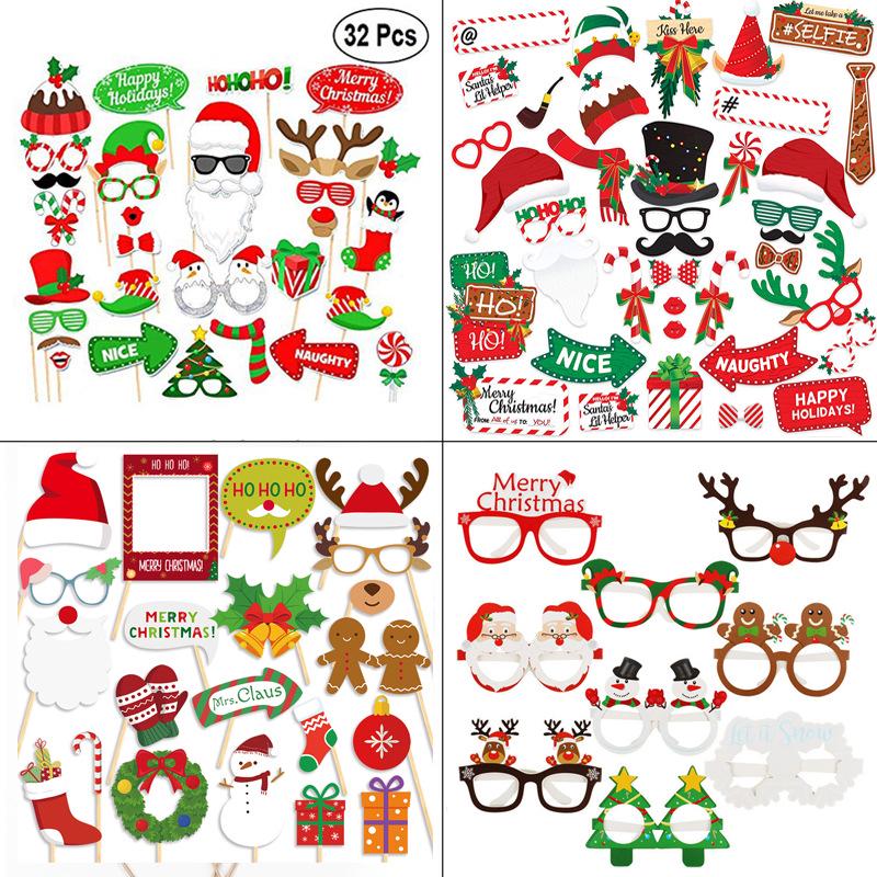 Christmas Snowman Photo Props: Festive Party Masks & Glasses