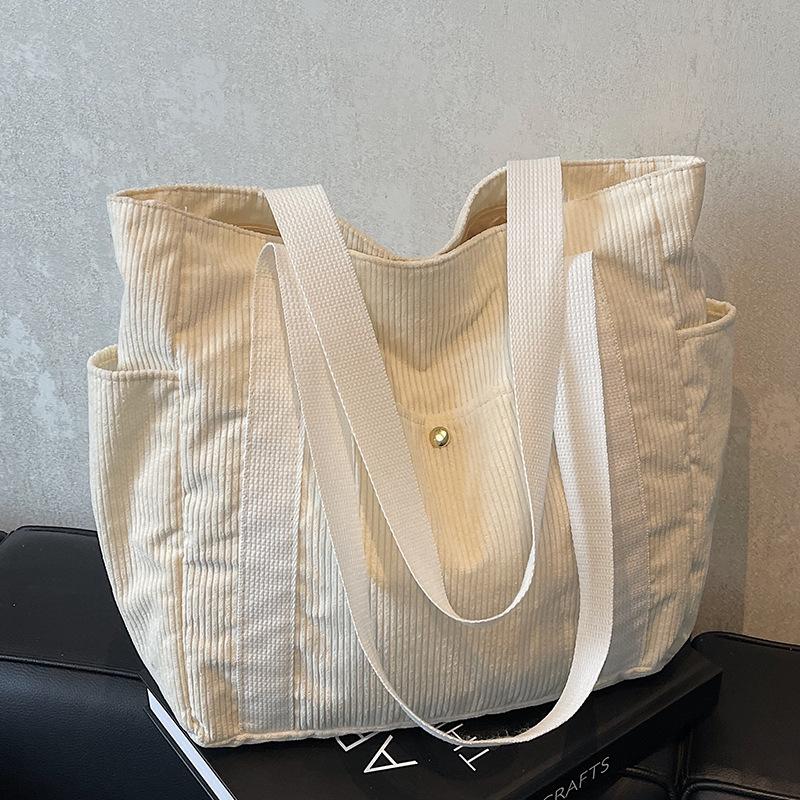 Large Capacity Corduroy Fashion Handbag Season Versatile Shoulder Underarm Bag Tote Bag
