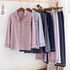 Hosen Pyjama Anzug für Damen Frühling und Herbst Gestrickte Baumwolle Langarm Homewear Dünner Damen Schlafanzug Pyjama Set