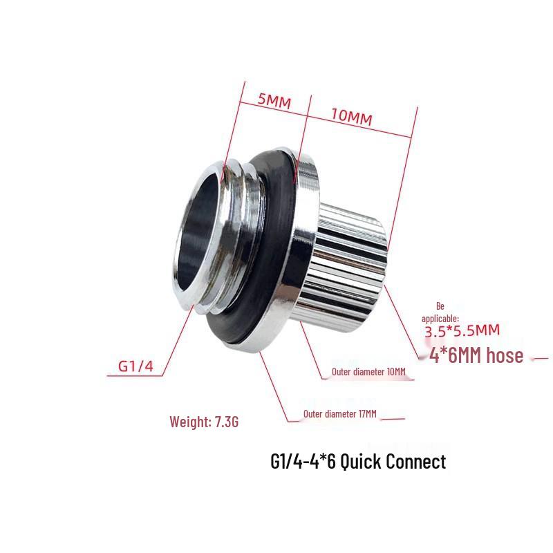 Quick Connect Water Cooling Tube for Laptop/Phone - Supports 3.5x5.5/4x6 MM Tubes with G1/4 Thread