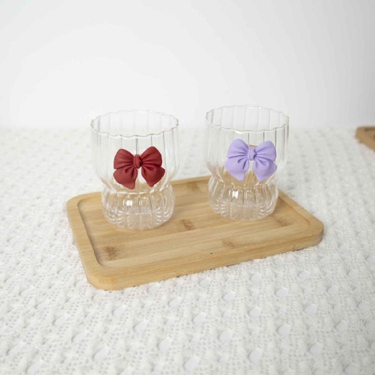Glasbecher mit süßer Schleife Langlebiges Glasmaterial Leicht zu reinigen Wasserbecher