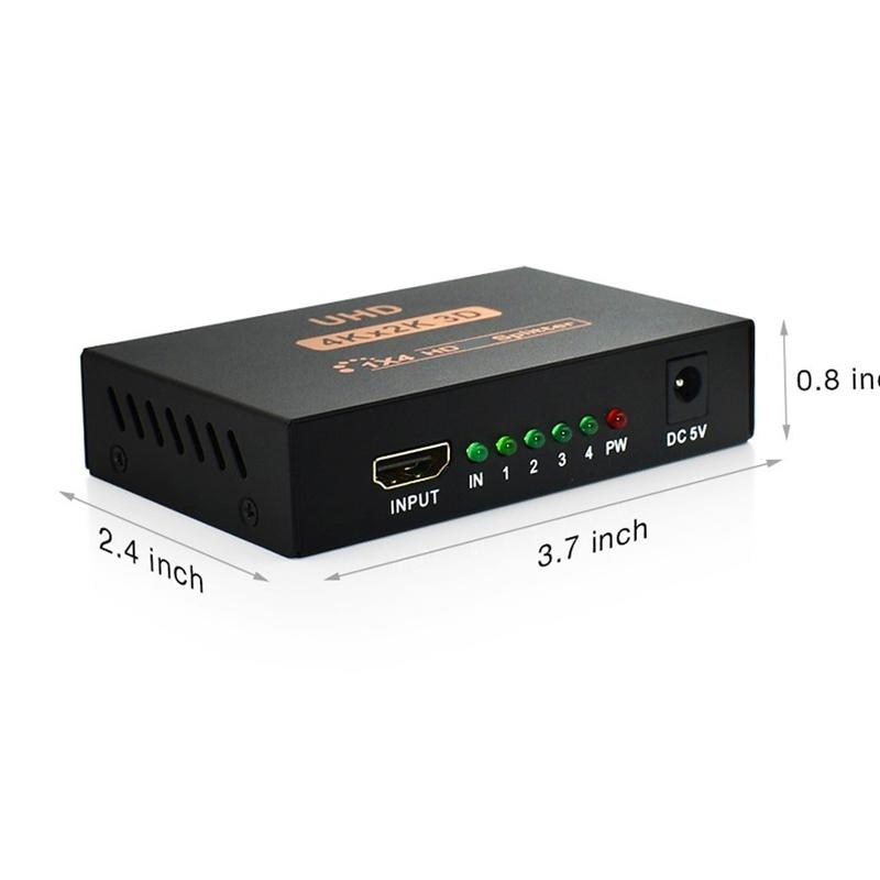 Répartiteur compatible Hdmi 4k, 1x4, vidéo Full Hd 1080p, commutateur 1 entrée 4 sorties