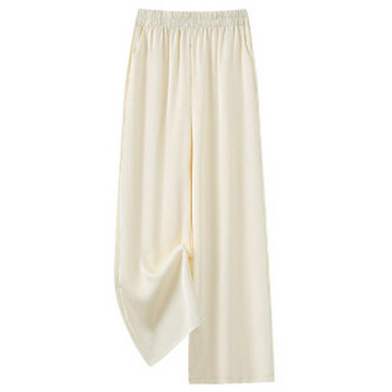 

High-Waisted Wide-Leg Drape Pants for Women - Spring/Autumn, Mid-Age/Elderly, Loose Casual Fit 3XL білий