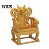 Chinese Dragon Chair Model 3D Printed Throne Ornament, Mini Emperor Figurine with Gold Carving, Compact Desk Ornament & Key Holder Stand