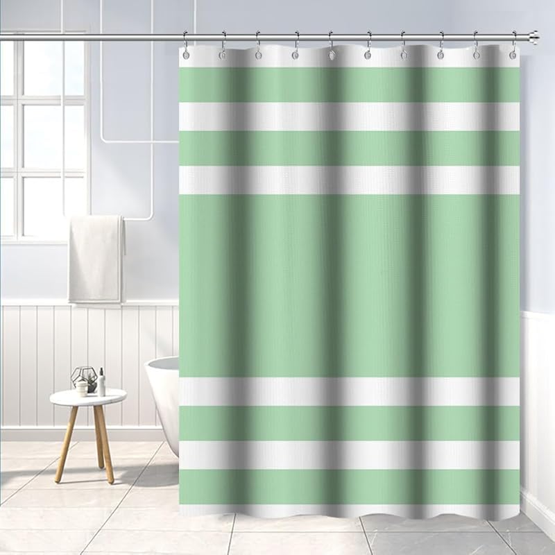 White Navy Blue Shower Curtain for Bathroom 72x72inches Boho Navy Blue and White Striped Waffle Shower Curtain Set with Hooks Bohemia Geometric