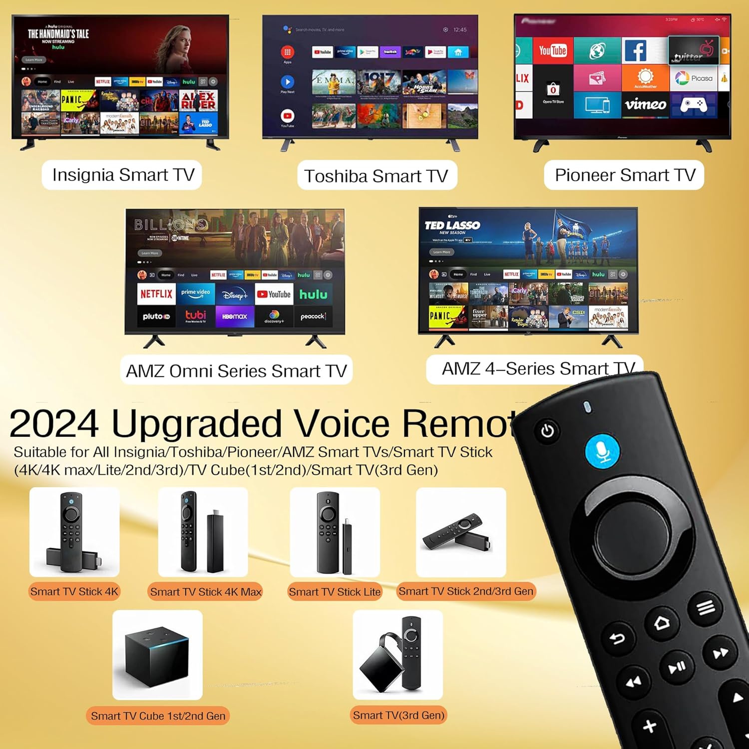 Voice Remote Control Replacement for Smart Tv(Toshiba, Insignia, Pioneer), Compatible for Smart TV Stick Compatible for Smart TV Cube