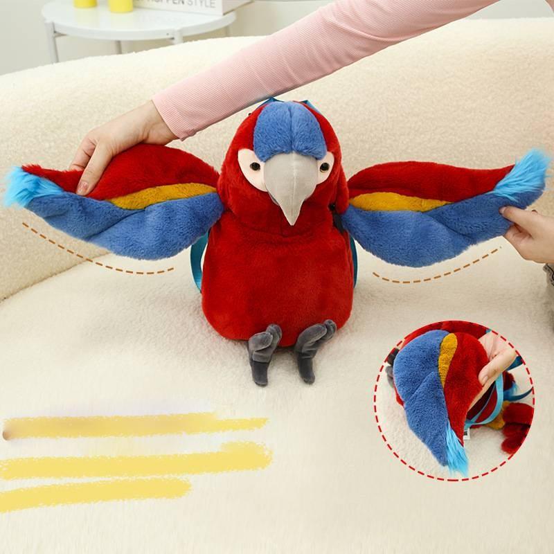 Backpack Parrot Red Plush Toy Cute Girl Birthday Holiday Gift Throw Pillow Doll