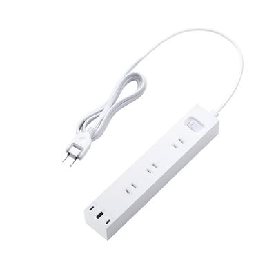 ECT-3920WH Power Strip, 30W, 3-Port Type-C To USB-A, 6 Outlets, 2m, with Master Switch, Rotating Legs, and Lightning Guard, White