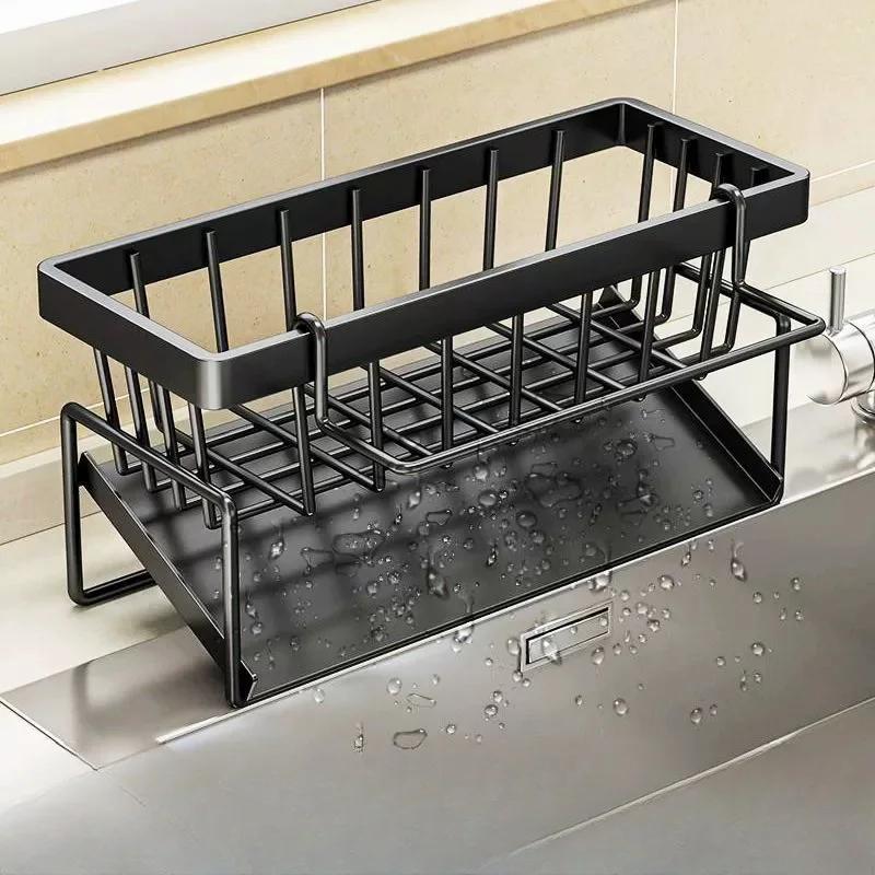 Kitchen sink storage rack with automatic drain kitchen sink, sink storage cabinet,sink countertop storage rack чёрный